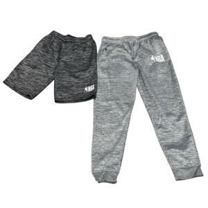 NBA fleece sweatpants shorts set Basketball Boys Youth Large 14-16 pockets Gray